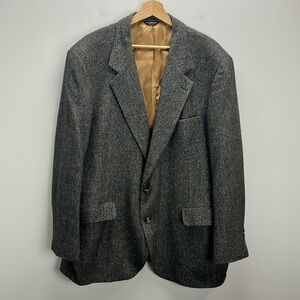 Vintage Camel Hair Herringbone Sport Coat Gray Made In USA Academia Old Money